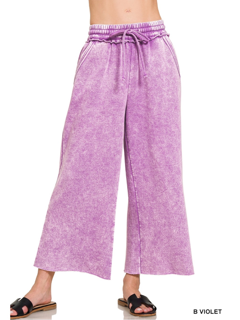 183 ❤️ Zenana b violet cropped ACID FLEECE PALAZZO SWEATPANTS
POCKETS